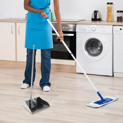 Miniatura 9 de Lurrose Recogedor vertical con mango largo, pala de basura de gran capacidad para limpieza del hogar, agarre ergonómico, diseño resistente al