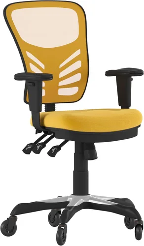 Miniatura 13 de Flash Furniture Nicholas Silla de oficina ergonómica giratoria ejecutiva multifunción de malla negra con brazos ajustables y ruedas de rodillo