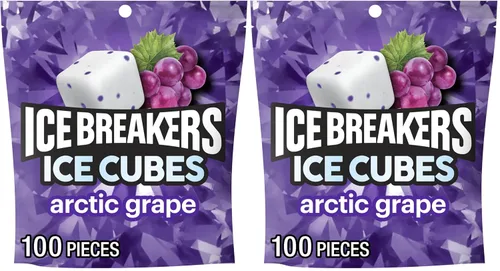 Miniatura 9 de ICE BREAKERS Ice Cubes Arctic Grape - Bolsa de goma de mascar sin azúcar, 8.11 onzas (100 piezas)