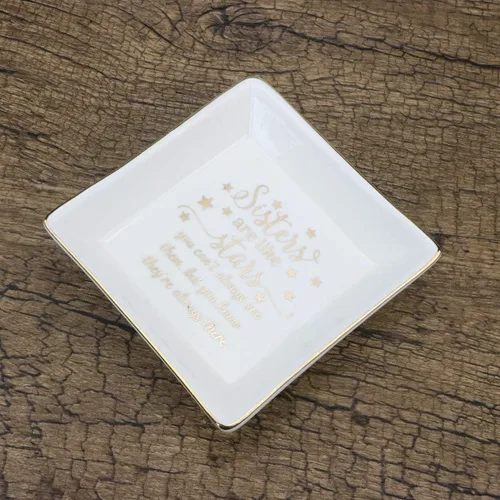 Miniatura 2 de JoycuFF Regalos para hermanas para mujeres, plato decorativo para anillos, bandeja de cerámica para joyas, decoración del hogar, las hermanas son