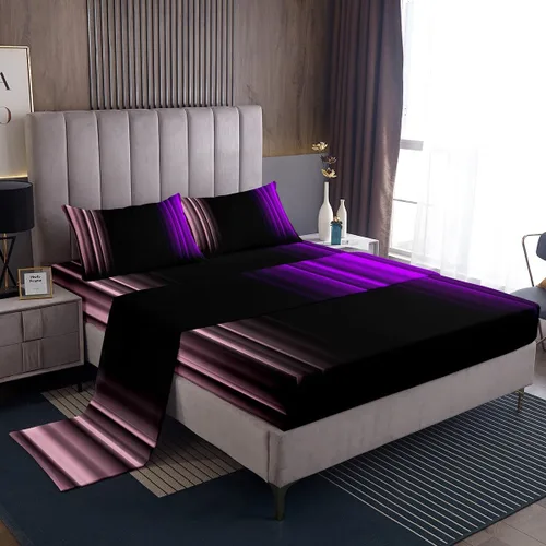 Miniatura 8 de Feelyou Juego de sábanas decorativas con ombre abstracto para niños y adolescentes, juego de sábanas rojas y negras de moda para dormitorio de niñas