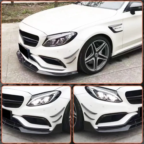 Miniatura 2 de Divisor de luz antiniebla de fibra de carbono Canard para Mercedes Benz Clase C W205 C63 2015-2021 AMG Coupe 2 puertas Sedan 4 puertas parachoques