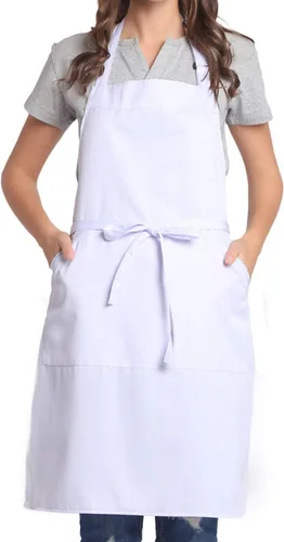 BIGHAS - Delantal ajustable con babero y lazos largos, disponible en 18 colores, ideal para chefs, cocina, hogar, restaurante, mujeres, hombres,