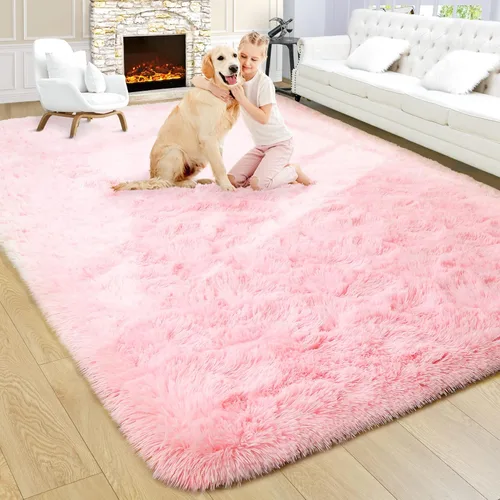 Miniatura 75 de Noahas - Alfombra suave y afelpada para habitación de niña y sala de estar, colorida, decoración para guardería, teñido anudado arcoíris, azul