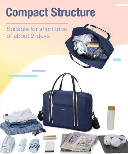 Miniatura 4 de BAGSMART Bolsa de lona para hombre y mujer, Azul marino, Bolsa de viaje