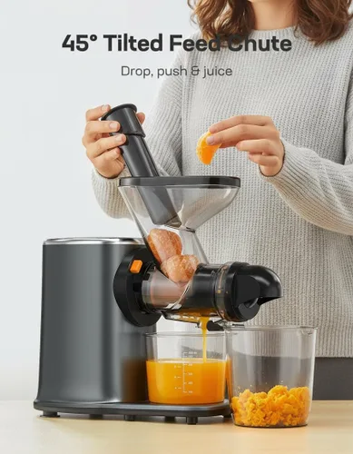 Miniatura 4 de Marsail Exprimidor lento, máquinas exprimidoras de prensa en frío con modos suaves y duros, exprimidor de alto rendimiento de jugo para verduras