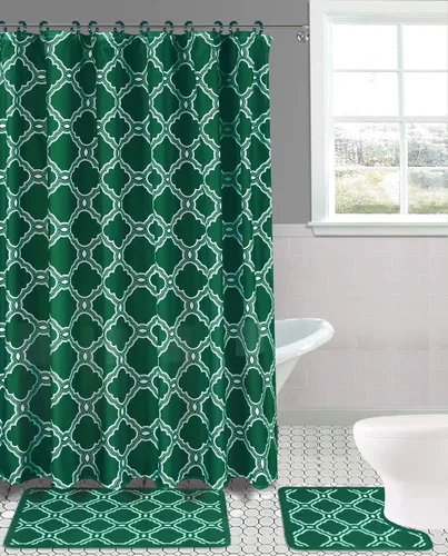 Juego de 15 tapetes de baño para baño, cortina de ducha, diseño estampado de mariposa o peine de miel (color negro mariposa)