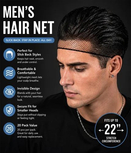 Miniatura 2 de Smilco - 20 redes para el cabello, 22 pulgadas, elásticas, invisibles, de malla elástica, para hacer moños, ballet, bailarina, cocina, comida Marrón