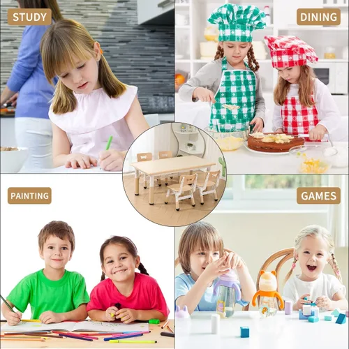Miniatura 5 de Juego de mesa y silla para niños, mesa y silla para niños, mesa ajustable para niños, patas y organizador de mesa antideslizantes, escritorio