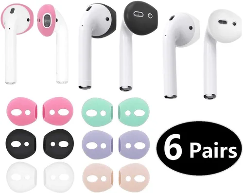 Miniatura 2 de JNSA Fundas para AirPods compatibles con AirPods 2/AirPods 1/EarPods, auriculares antideslizantes ultrafinos de silicona, 6 pares, 6 pares de 6 6