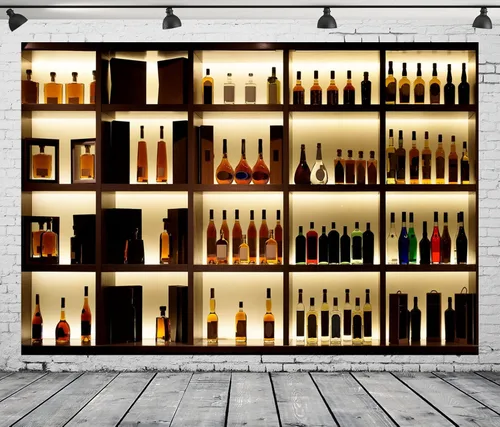 Miniatura 2 de BELECO Telón de fondo de fotografía de 5 x 3 pies, tela de lujo, cafetería, restaurante, pub, bar, varias botellas de alcohol, estante de vino