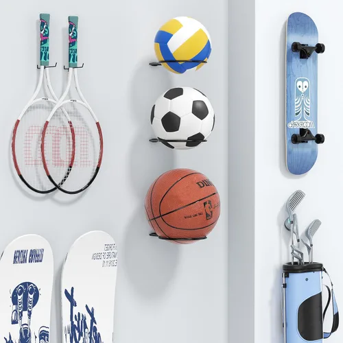 Miniatura 2 de Ball Holder Wall Mount Set –Sports Ball Racks for Basketball, Soccer, Volleyball, Football – Wall Storage & Display for Sports Room