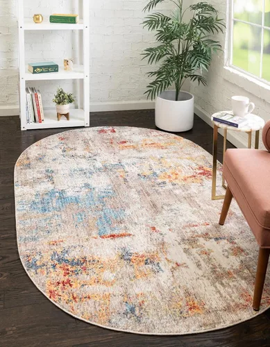 Miniatura 6 de Unique Loom Rainbow Collection - Alfombra dispersa (2 pies 7 pulgadas x 10 pies, multicolor / beige)