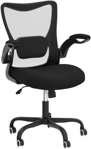 Miniatura 4 de MUXX.STIL Silla de oficina, silla de escritorio ergonómica con soporte lumbar ajustable y reposabrazos abatibles, silla de computadora de malla Negro
