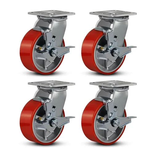 Miniatura 74 de Ruedas industriales de 4 x 2 pulgadas, ruedas resistentes, ruedas de poliuretano, capacidad de hasta 3200 libras. Uso para camión de plataforma