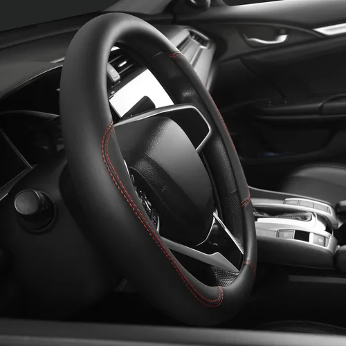 Miniatura 3 de Funda para volante de automóvil, funda para volante de cuero de microfibra universal 14.5-15 pulgadas, antideslizante, transpirable, protector