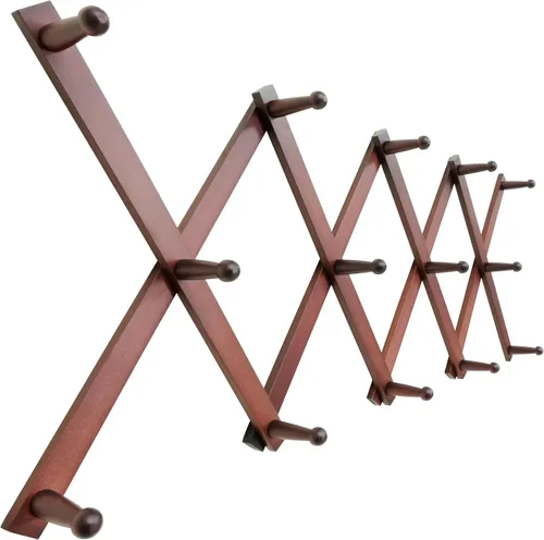 Miniatura 27 de SKOLOO Perchero para sombreros de pared con 17 ganchos, madera maciza, moderno, ampliable, perchero de pared para abrigos, sombreros, bolsos, gorras