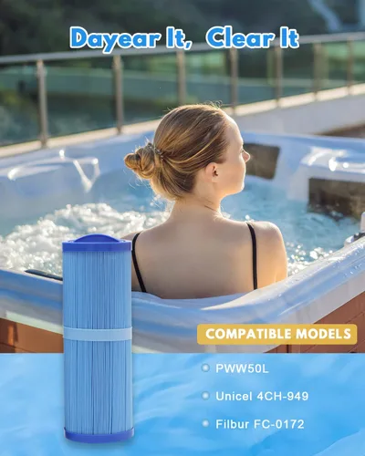 Miniatura 7 de Filtro SPA de repuesto de 5 micras plisado para bañera de hidromasaje 50 pies cuadrados (paquete de 2) para PWW50L PWW50L-M 4CH-949 4CH-949RA