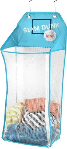 Store & Score Cesta de Ropa Colgante para Puerta de Malla Plegable con Luces LED de Baloncesto Divertido para Niños que se Ilumina, Baúl de