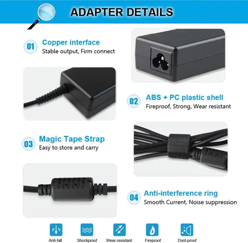 Miniatura 4 de Cargador adaptador de CA de 19.5V 2.31A 45W compatible con HP Pavilion x360 x2 11 13 15 M1 TouchSmart, Envy x360 x2 13 15 M6, Stream 11 13 14, 15-f