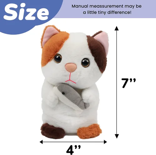 Miniatura 2 de Hopearl Gatito parlante repite lo que dices, gato con pez, juguete animado interactivo eléctrico, juguete de peluche para niños pequeños, 7 pulgadas