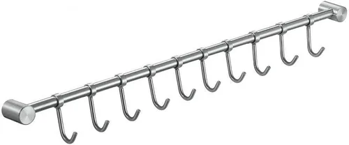Miniatura 5 de Estante organizador de utensilios de cocina de acero inoxidable de 16.5 pulgadas con ganchos móviles para cacerola, cuchara, toalla