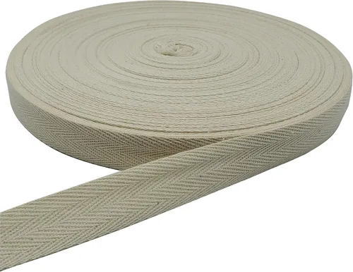 Miniatura 40 de Cinta de algodón en espiga, cinta de sarga para coser, cinta natural al bies para manualidades (beige, 1 pulgada)