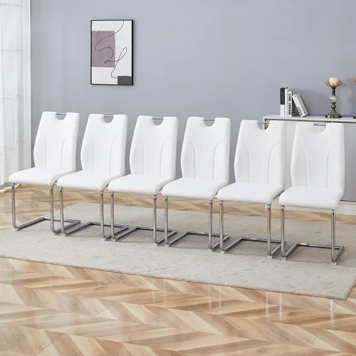 Miniatura 21 de Juego de 2 sillas de comedor negras, modernas sillas de cocina de piel sintética, patas doradas cromadas, fáciles de limpiar, comedor, oficina
