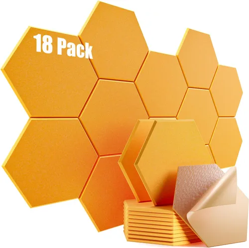 Miniatura 153 de Paquete de 12 paneles acústicos autoadhesivos de 12 x 10 x 0.4 pulgadas, paneles de espuma a prueba de sonido con alta densidad, diseño forrado