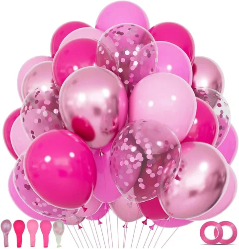 Miniatura 14 de Kit de 68 globos azules y blancos de 12 pulgadas, globos de confeti azul con azul claro, azul bebé y perla blanca con cintas para cumpleaños, bodas
