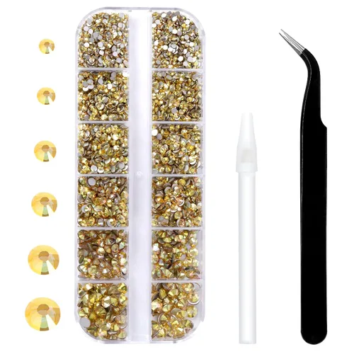 Miniatura 22 de 3792 diamantes de imitación con parte trasera plana para manualidades, piedras preciosas de cristal para uñas, diamantes de imitación brillantes
