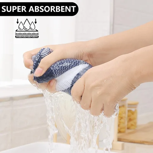 Miniatura 2 de Homaxy - Paños de cocina de 100% algodón, de punto gofre, a cuadros, muy suaves y absorbentes, de secado rápido, trapos para platos Blanco y azul