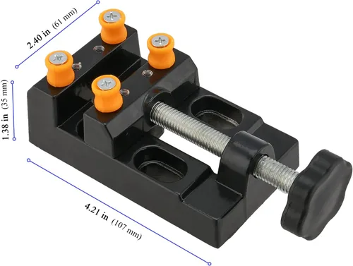 Miniatura 2 de KEILEOHO 4 piezas de mini abrazadera de banco de banco, tornillo de mesa ajustable universal para prensa de taladro, fabricación de joyas