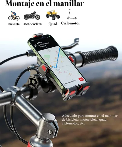 Miniatura 7 de BRCOVAN Soporte de teléfono para motocicleta de aleación de aluminio antirrobo con amortiguador de vibraciones y bloqueo seguro de alta velocidad