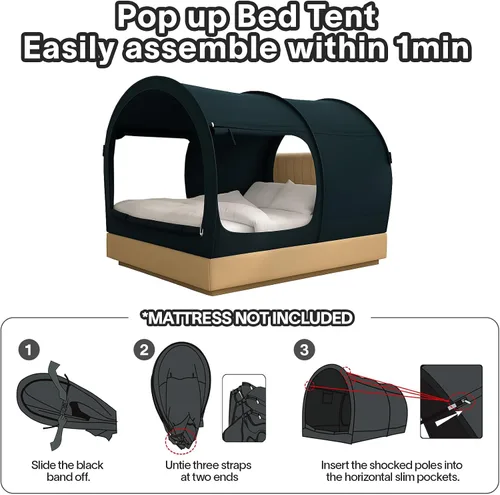 Miniatura 5 de Alvantor Tienda de campaña con dosel para cama, tiendas de campaña de ensueño, espacio de privacidad, tamaño individual, tiendas de campaña