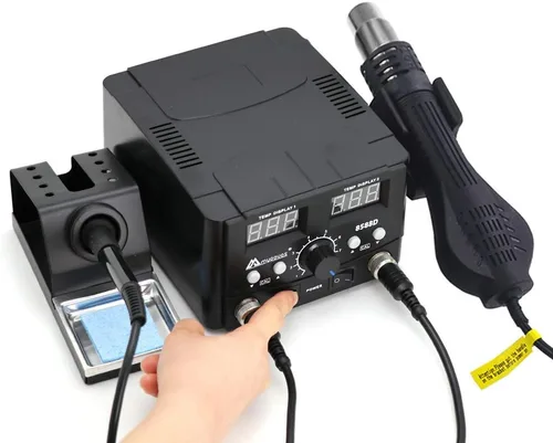 Miniatura 6 de Estación de soldadura LED digital 2 en 1 de 750 W con pistola de aire caliente para estación de reprocesado, soldador eléctrico para soldadura