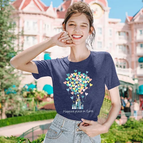 Miniatura 2 de Camisas mágicas para mujer, camisa Magic Kingdom, camiseta de manga corta con el lugar más feliz de la tierra, camiseta de vacaciones familiares