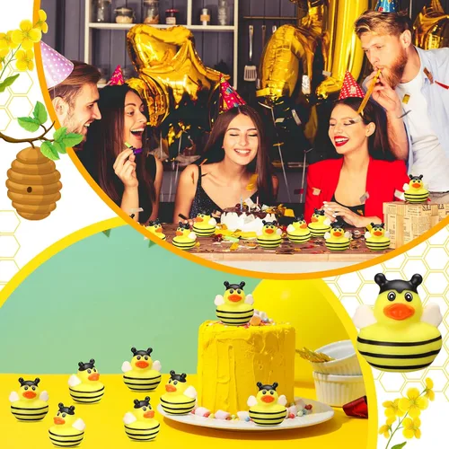 Miniatura 6 de Jexine 24 piezas de patos de goma, 4 estilos, juguetes de goma, divertidos y adorables, regalos de juguete para fiesta de cumpleaños, juguetes