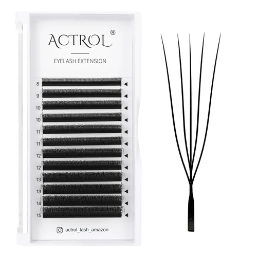 Miniatura 39 de Extensiones de pestañas 4D W, color negro, 0.003 in, rizo D, 0.315 in, volumen individual, YY, extensiones de pestañas en forma de W, fáciles
