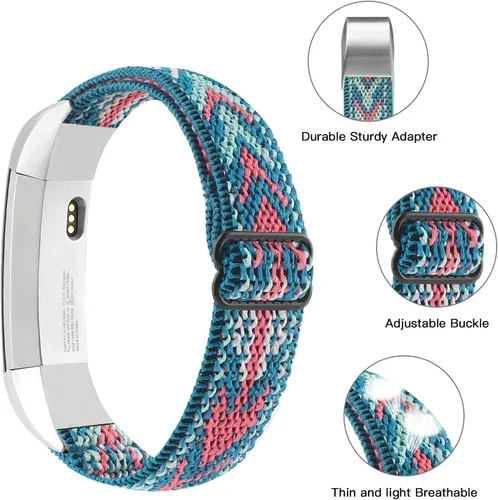 Miniatura 3 de Bandas elásticas ajustables compatibles con Fitbit Alta/Alta HR, correas deportivas de nailon elástico suave y transpirable de repuesto para mujeres
