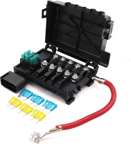 Terminal de bloque de caja de fusibles de batería 1J0937550 con 9 fusibles compatibles con 99-04 VW Beetle Jetta Bora Golf MK4 Con más fusibles