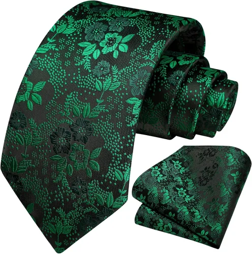 Miniatura 54 de Corbatas florales tejidas clásicas para hombre, corbata cuadrada de bolsillo, corbatas formales para hombres, boda con pañuelo