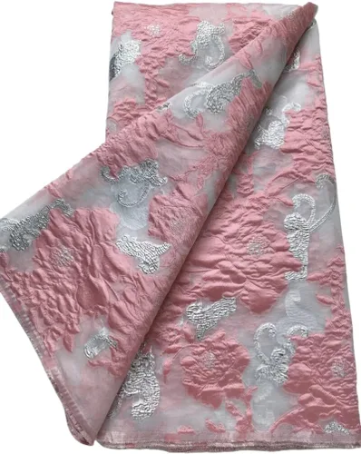 Miniatura 7 de Tela de encaje africano bordado francés Brocado Jacquard tejido de encaje 5 yardas de tela de encaje dorado para costura de vestido de fiesta