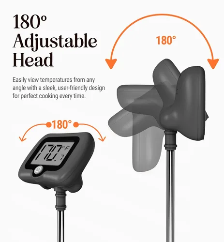 Miniatura 9 de Termómetro digital de dulces con clip para olla, sonda de acero inoxidable de 10 pulgadas de largo, termómetro de cocina de lectura instantánea