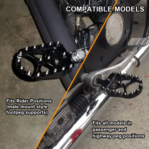 Miniatura 7 de MDPROMCP CNC Estriberas de pie ancho de motocicleta de aluminio con rotación de 360° ajustables, compatibles con Dyna Fatboy Iron 883 Sportster 883