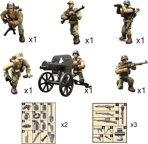 Miniatura 2 de MEIEST 6 piezas de mini figuras de acción militar de soldado de la Segunda Guerra Mundial, juguetes de bloque de construcción modelo ejército