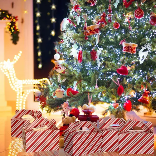 Miniatura 4 de Cholemy 50 piezas de cajas de regalo de Navidad con asa, cajas de diseño rojo y blanco, cajas de galletas y dulces de Navidad, cajas de papel