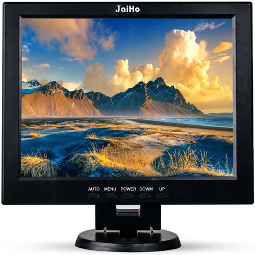 JaiHo Monitor de seguridad 4:3 de 12 pulgadas, pantalla de CCTV sin estiramiento de imagen de 800 x 600 con carcasa de metal, entrada USB BNC HDMI,