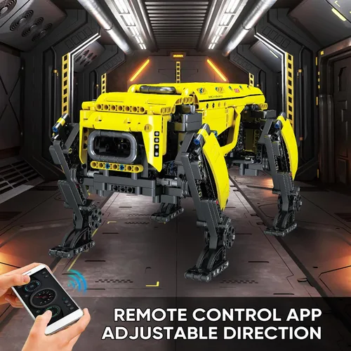 Miniatura 3 de Mould King 15066 Kit de bloque de construcción para perros robot técnico amarillo de cuatro patas, módulo de potencia RC robot inteligente mecánico
