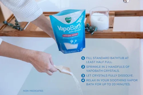 Miniatura 6 de Vicks VapoBath, sales de baño, bomba de baño, cristales de baño no medicados, vaporizadores Vicks reconfortantes, baño de vapor, aromaterapia
